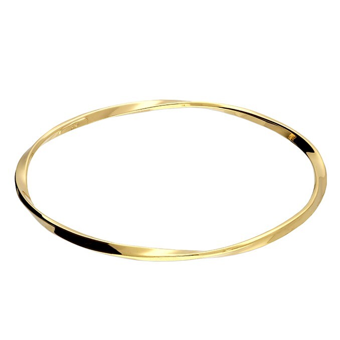Hollow Slave Bangle 9ct Yellow Gold Plated Hallmarked British Made