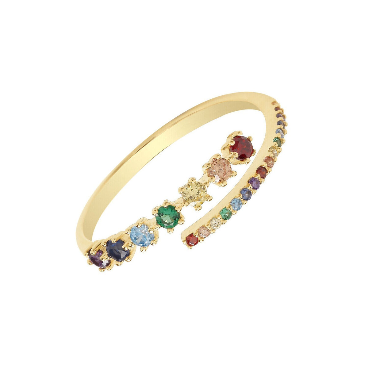 Rainbow Wrap Ring 9ct Yellow Gold Channel Set Hallmarked Sizes J-S British Made