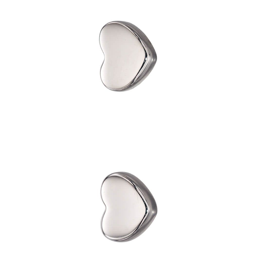 Small Heart Stud Earrings 9ct White Gold 375 Hallmarked British Made