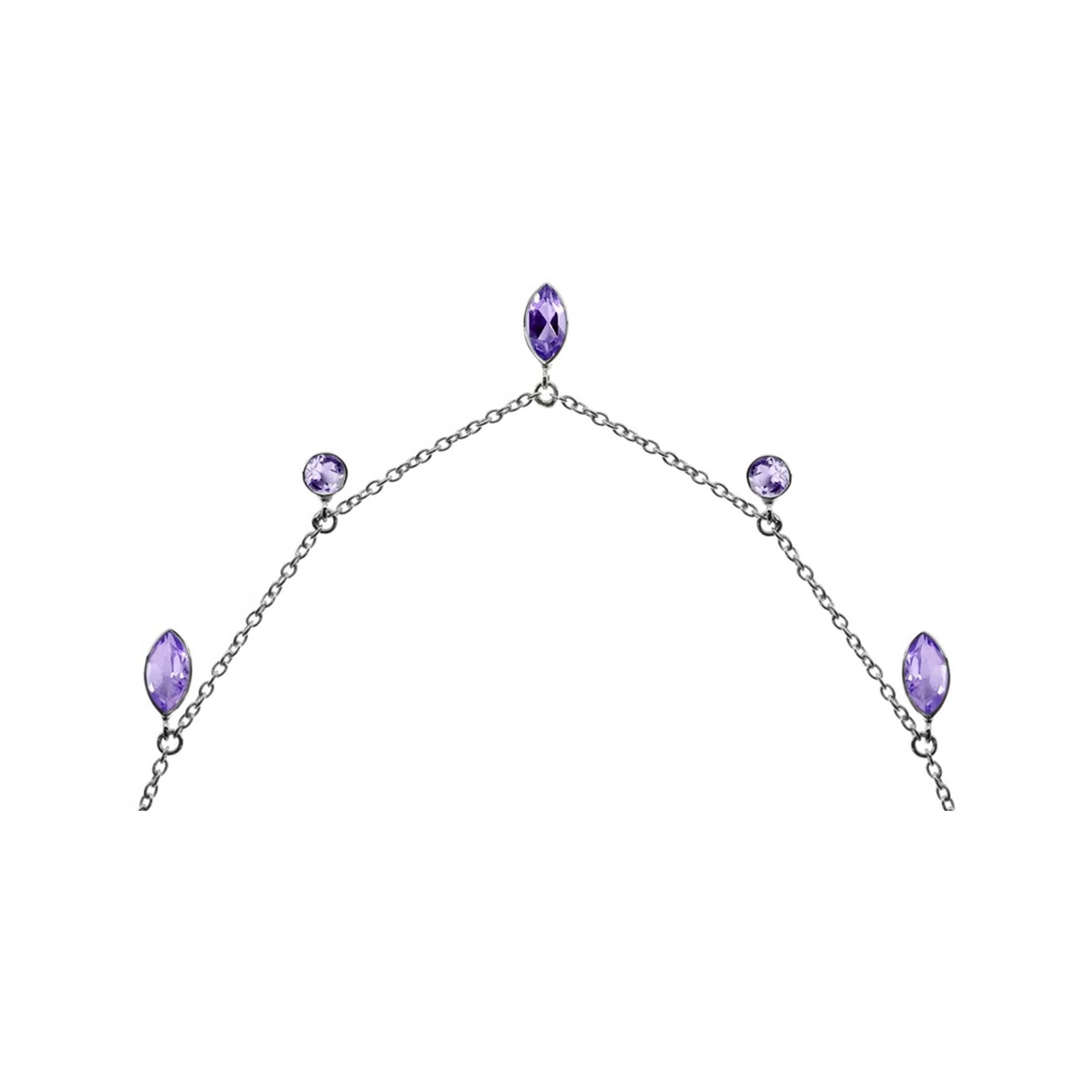 Marquise Amethyst Necklace Sterling Silver 925 Hallmarked British Made