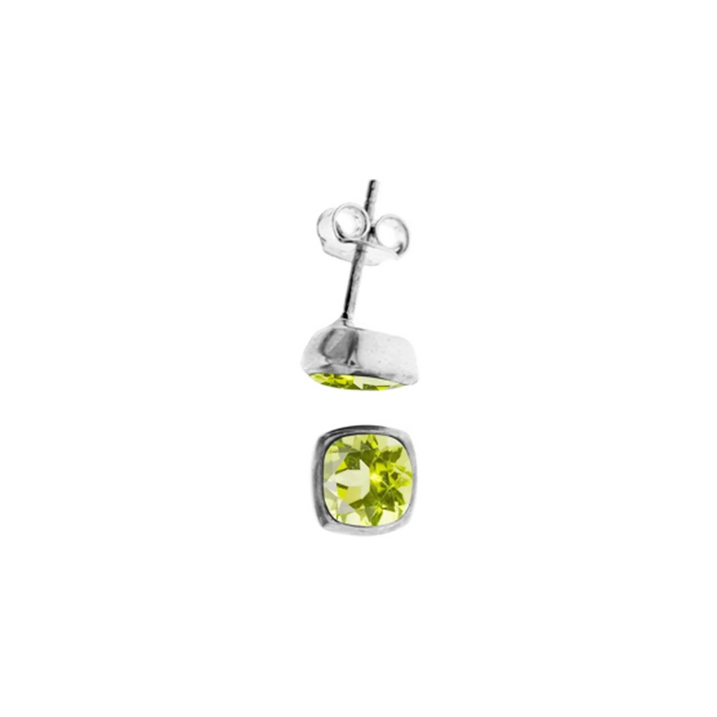 Natural Peridot Squircle Earrings Sterling Silver 925 Hallmarked Brand New