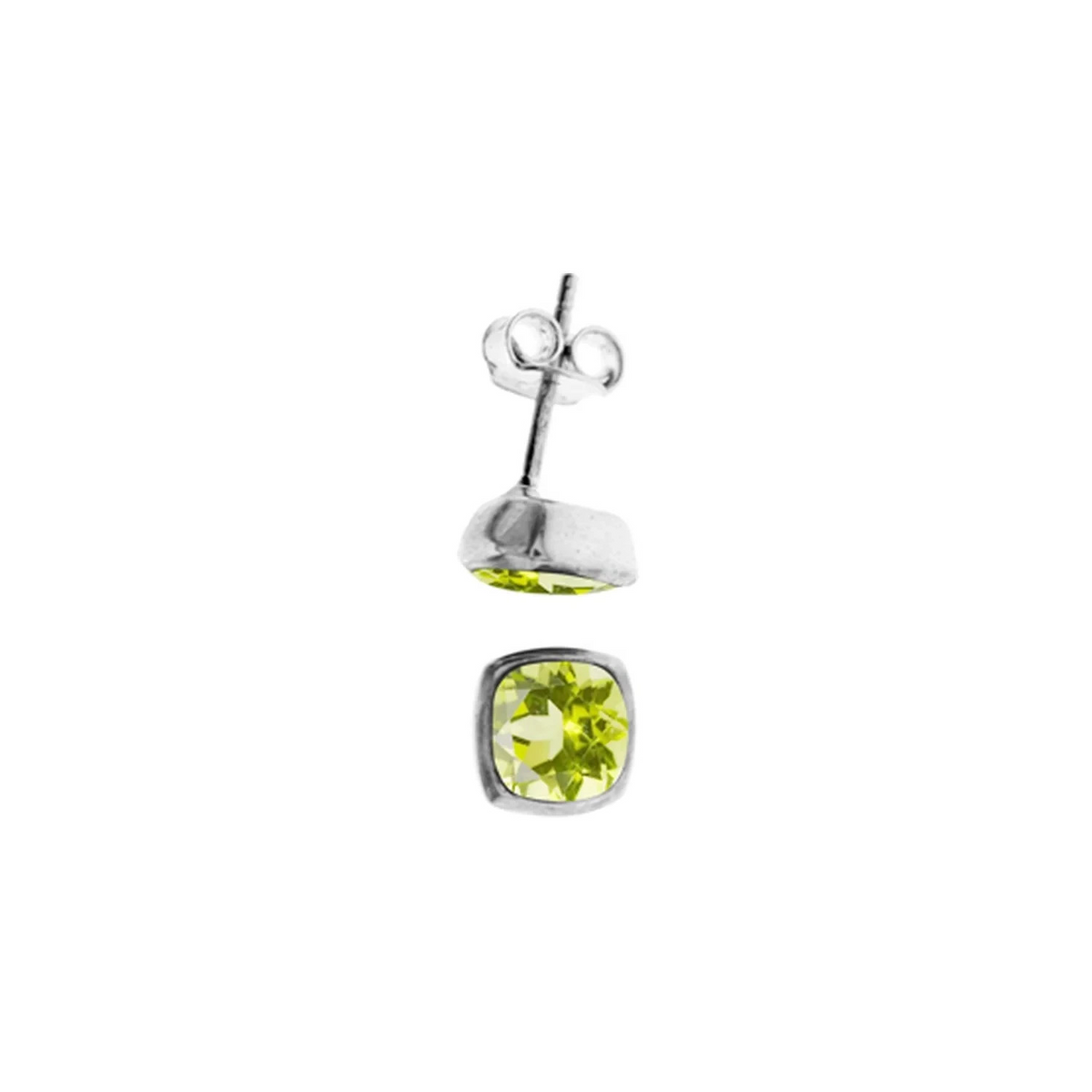 Natural Peridot Squircle Earrings Sterling Silver 925 Hallmarked Brand New
