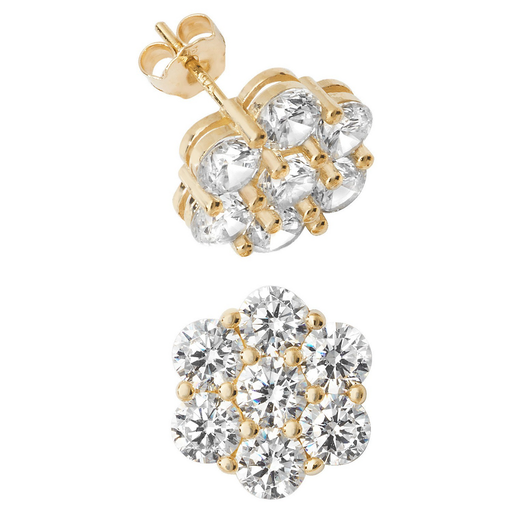 Statement Floral Stud Earrings 9ct Yellow Gold 375 Hallmarked Brand New Boxed