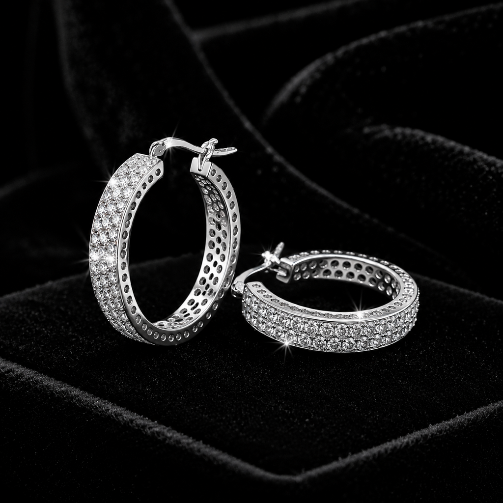 Cluster Hoop Earrings Sterling Silver 925 Hallmarked 15mm - 30mm Diameter