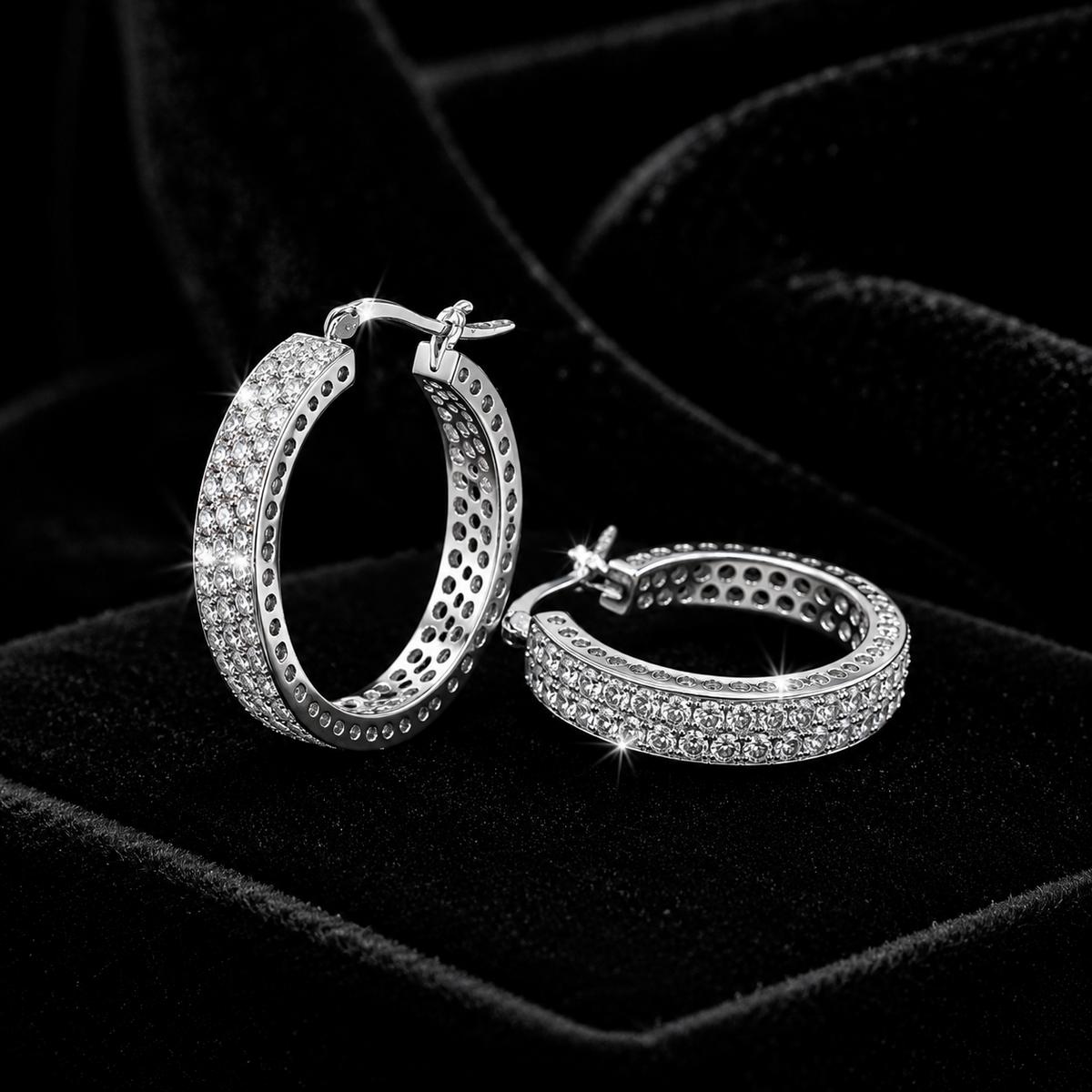 Cluster Hoop Earrings Sterling Silver 925 Hallmarked 15mm - 30mm Diameter