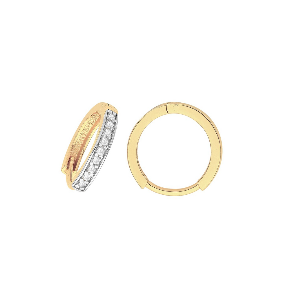 9ct Yellow Gold 10 Stone Hoop Earrings British Made 375 Hallmark Brand New Boxed