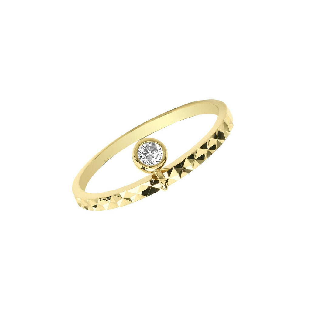 Gemstone Charm Dangle Ring 9ct Yellow Gold Hallmarked Sizes J - R British Made