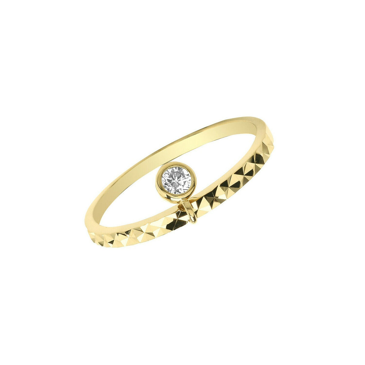 Gemstone Charm Dangle Ring 9ct Yellow Gold Hallmarked Sizes J - R British Made