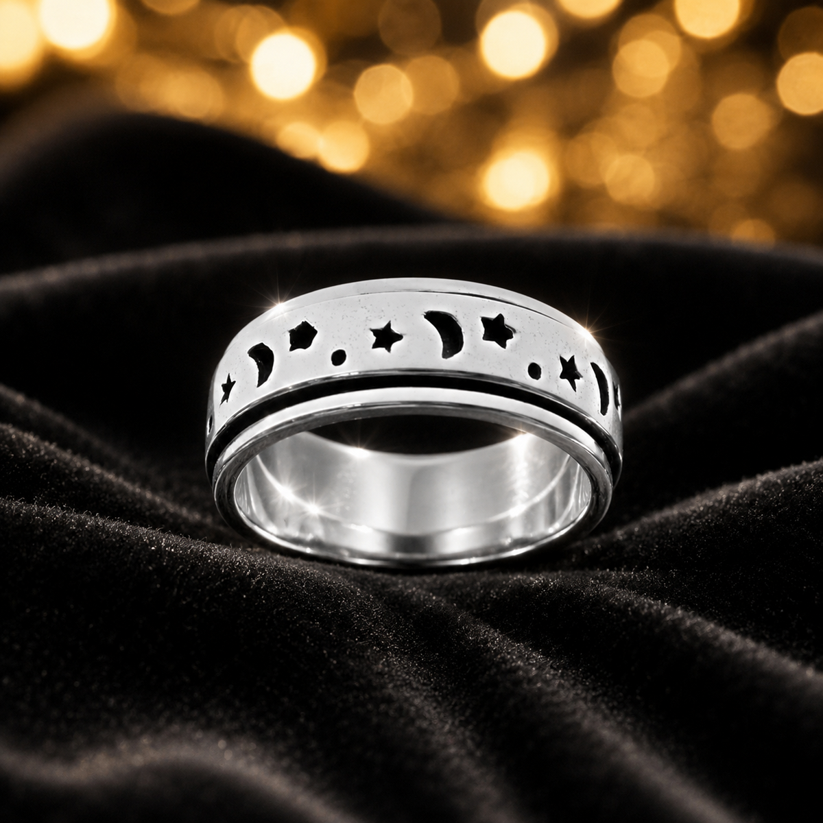 Space Spinner Ring Sterling Silver 925 Hallmarked British Made Size U - X