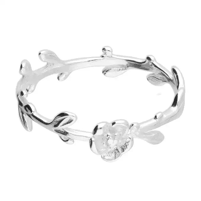 Leaf Ring Sterling Silver 925 Hallmarked British Made Size J - R