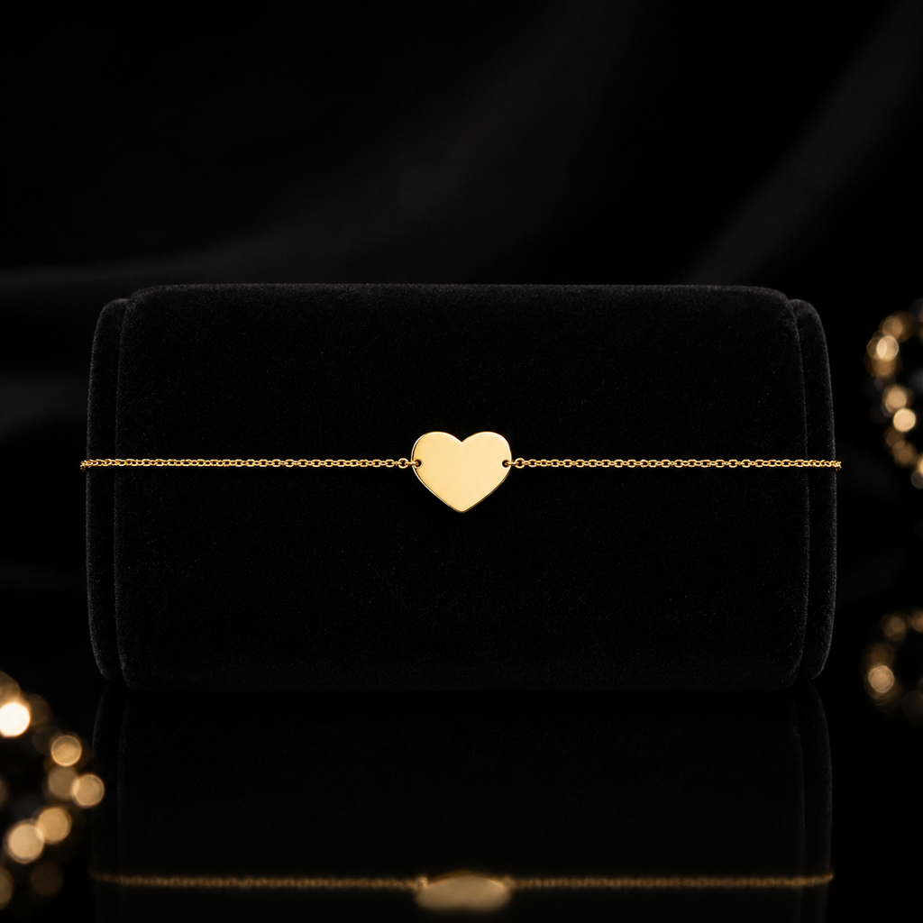 Ladies Heart ID Bracelet Solid 9ct Yellow Gold 375 Hallmarked British Made 