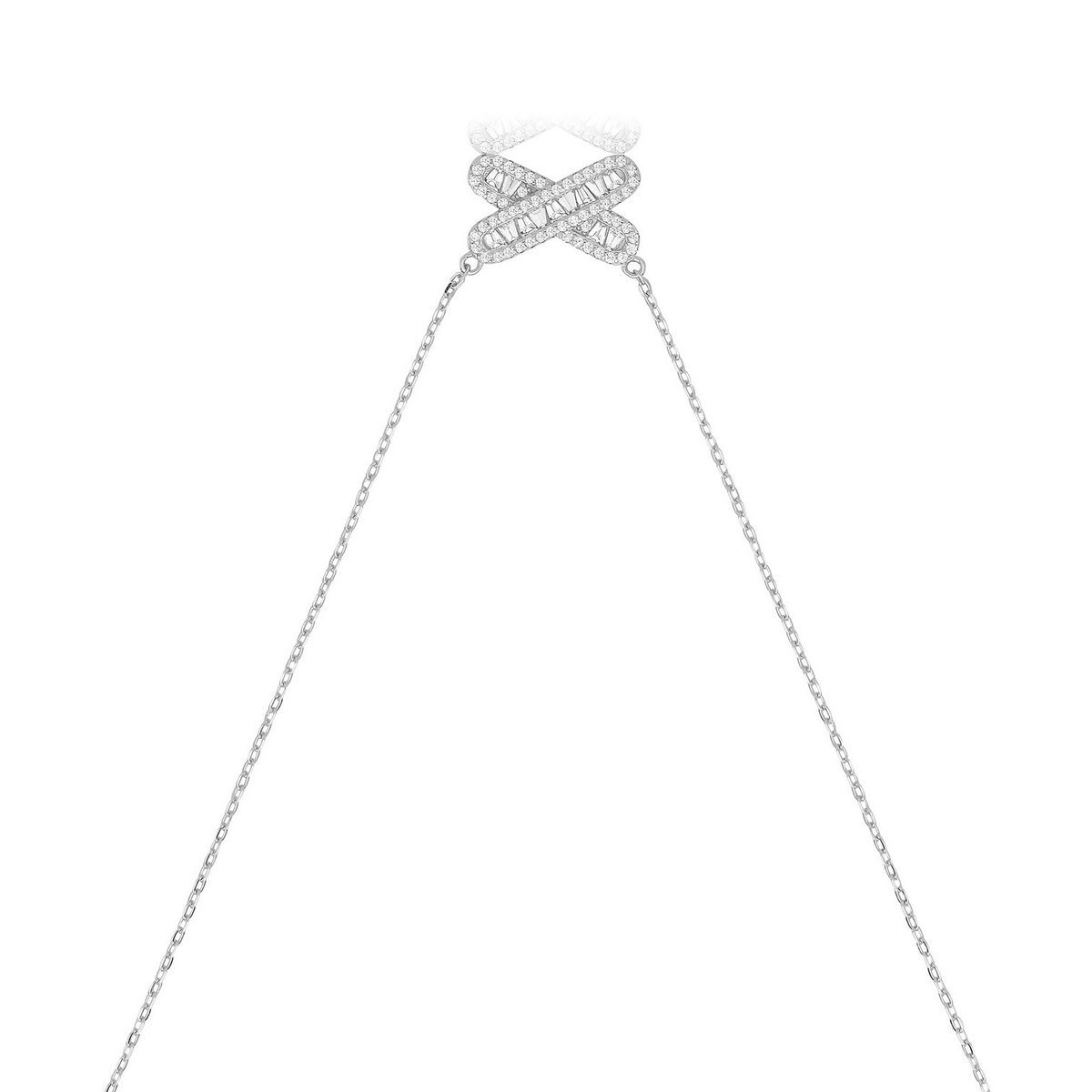 Ladies Baguette Infinity Necklace Sterling Silver 925 Hallmarked British Made
