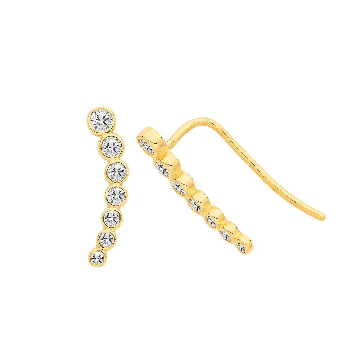 Bezel Climber Stud Earrings 9ct Yellow Gold 375 Hallmarked Brand New Boxed