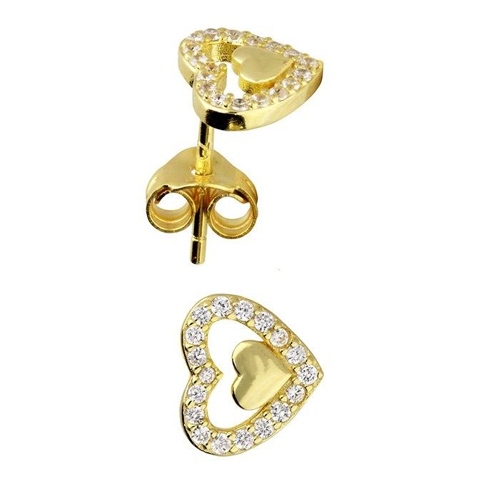 Heart Stud Earrings 14ct Yellow Gold Hallmarked British Made Brand New Boxed