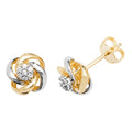 7  Stone Knot Stud Earrings 9ct Multi Gold 375 Hallmarked Brand New Boxed
