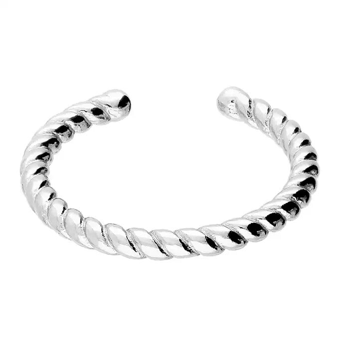 Adjustable Open Twist Ring Sterling Silver 925 Hallmark British Made Size K - Q