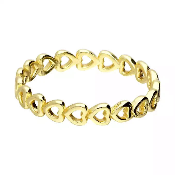 Open Heart Ring 9ct Yellow Gold Plated Hallmarked British Made Size J - R