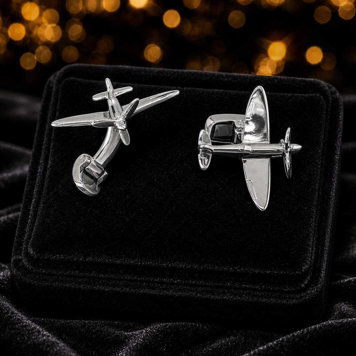 Solid Sterling Silver Spitfire Cufflink Set Men's 925 Hallmarked British Made