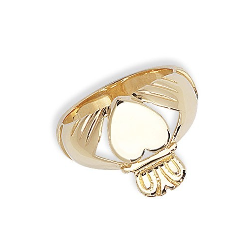 Mens 9ct Yellow Gold Claddagh Ring 375 Hallmarked British Made Size R - Z