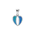 Blue Opal Heart Angel Pendant Sterling Silver 925 Hallmarked All Chain Lengths