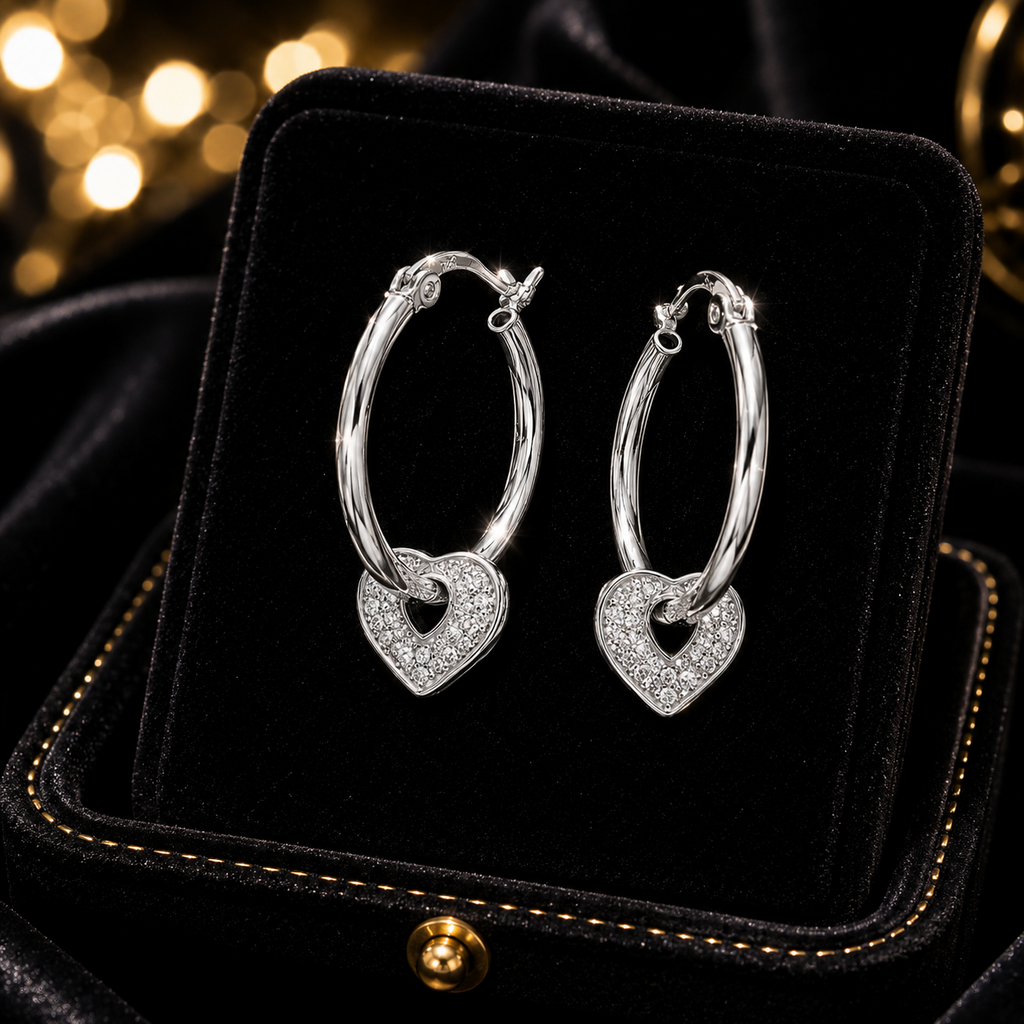 15mm Creole Heart Hoop Earrings Sterling Silver 925 Hallmarked Brand New Boxed