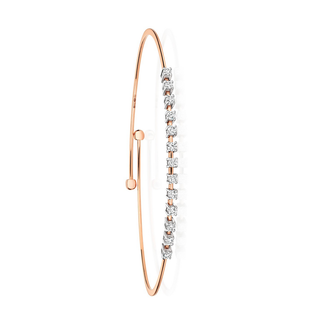 13 Natural Diamond 18ct Rose Gold Bangle 375 Hallmarked British Made