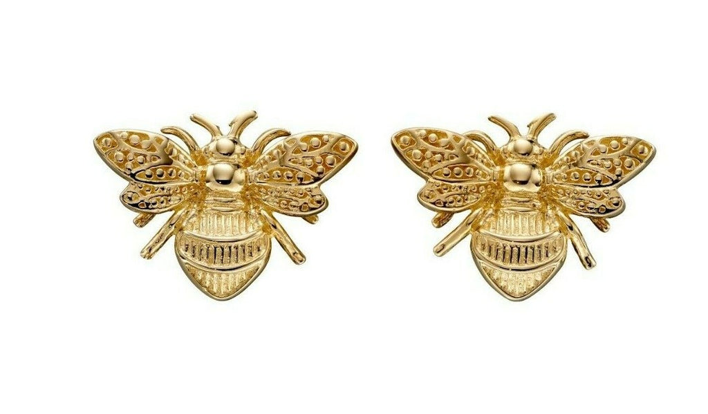 9ct Gold Bee Earrings Stud In Yellow Gold 375 Hallmarked British Made Brand New