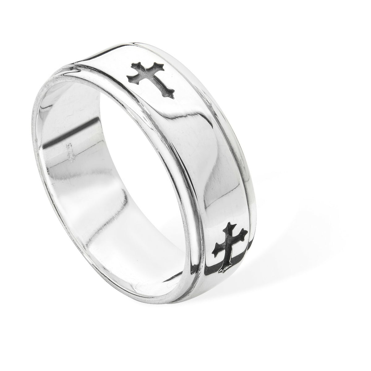 Men's Sterling Silver Cross Ring Engagement Gents 925 Hallmark Sizes R - Z