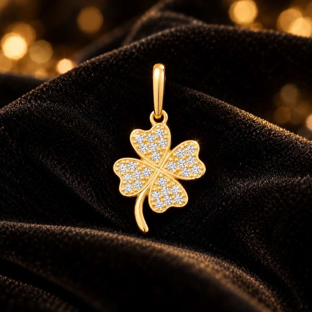 4 Leaf Clover 9ct Yellow Gold Pendant 375 Hallmarked All Chain Lengths