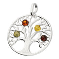 Real Amber Tree of Life Pendant Solid Sterling Silver 925 Hallmark 18" Chain