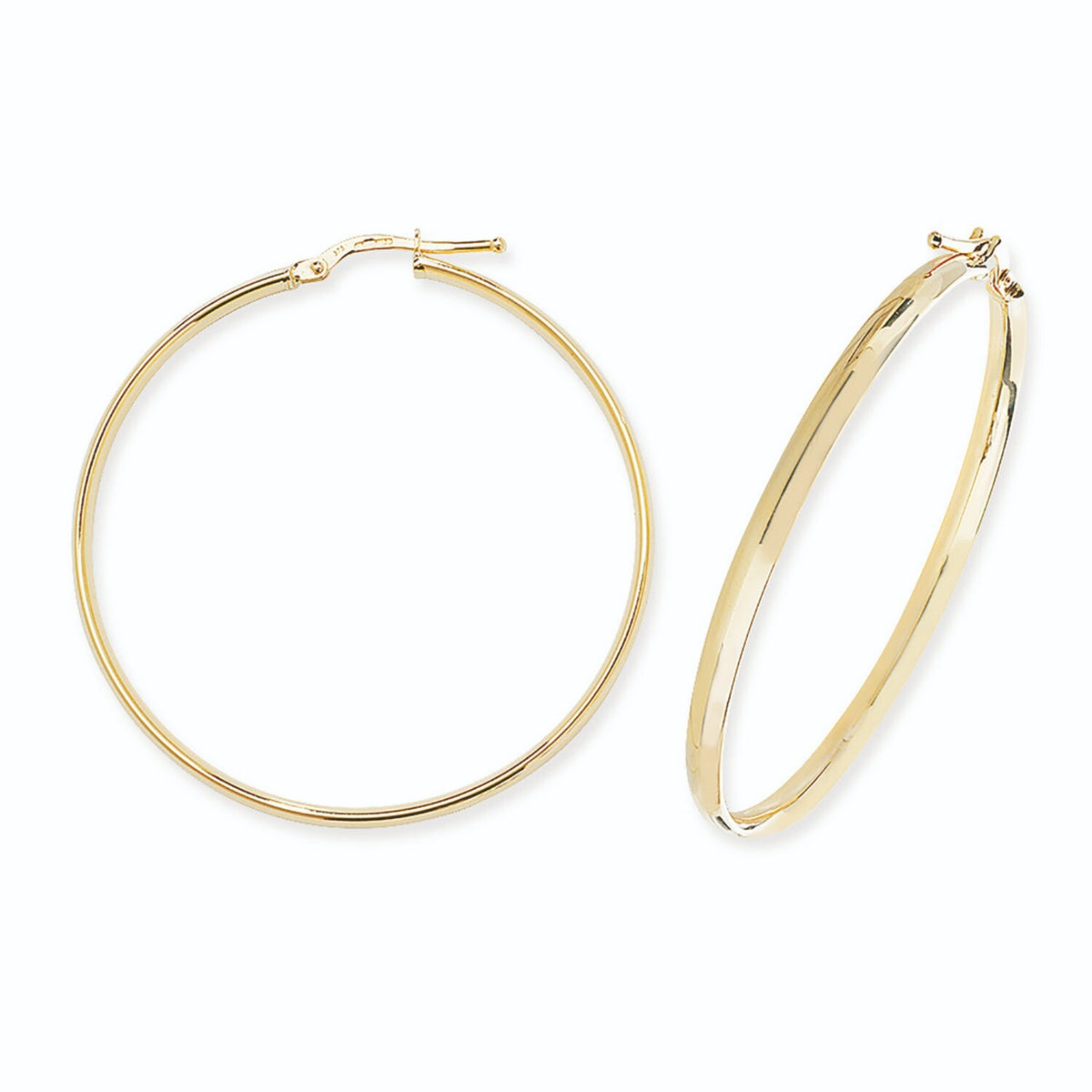 9ct Yellow Gold Hoop Earrings 375 Hallmarked 8mm - 50mm Diameter British Made