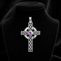 Amethyst Flush Cross Sterling Silver 925 Hallmark British Made All Chain Lengths