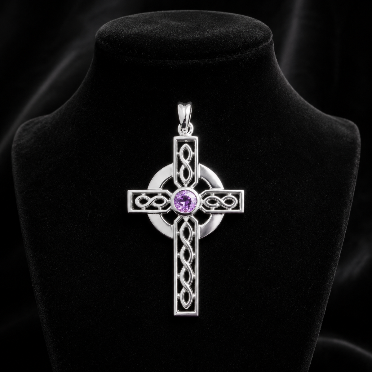 Amethyst Flush Cross Sterling Silver 925 Hallmark British Made All Chain Lengths