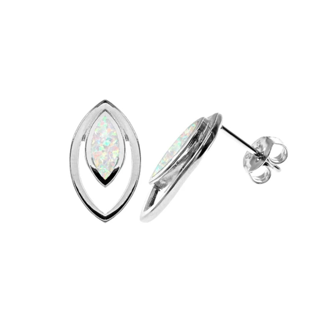 Natural Marquise Opal Earrings Sterling Silver 925 Hallmarked Brand New Boxed