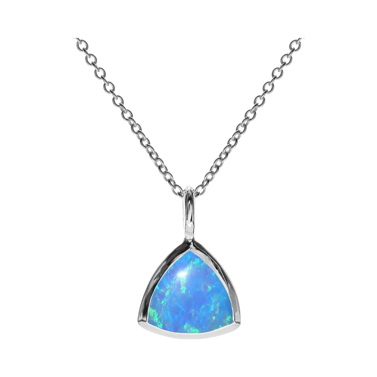 Trillion Cut Opal Necklace Solid Sterling Silver 925 Hallmarked British Made
