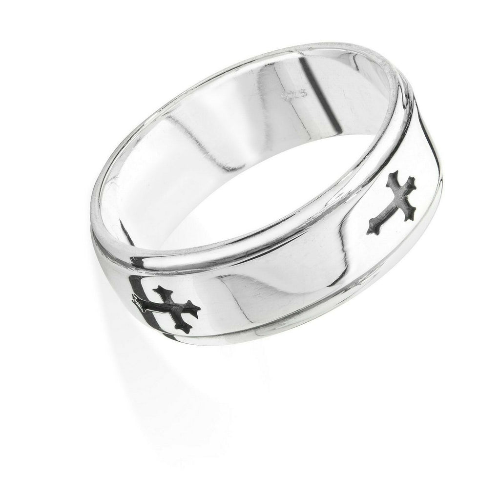 Men's Sterling Silver Cross Ring Engagement Gents 925 Hallmark Sizes R - Z
