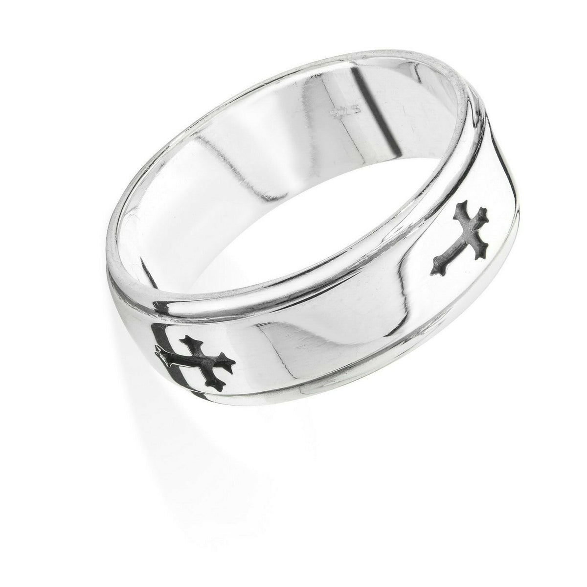 Men's Sterling Silver Cross Ring Engagement Gents 925 Hallmark Sizes R - Z