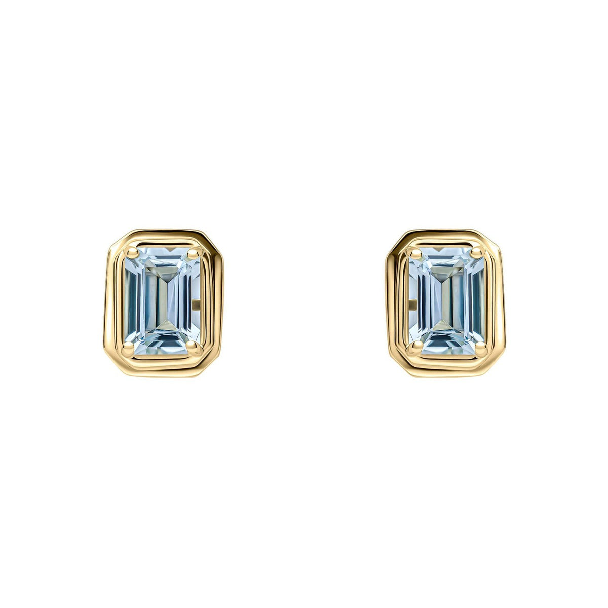 Elongated Aquamarine Pendant & Earrings Set 9ct Yellow Gold 375 Hallmarked
