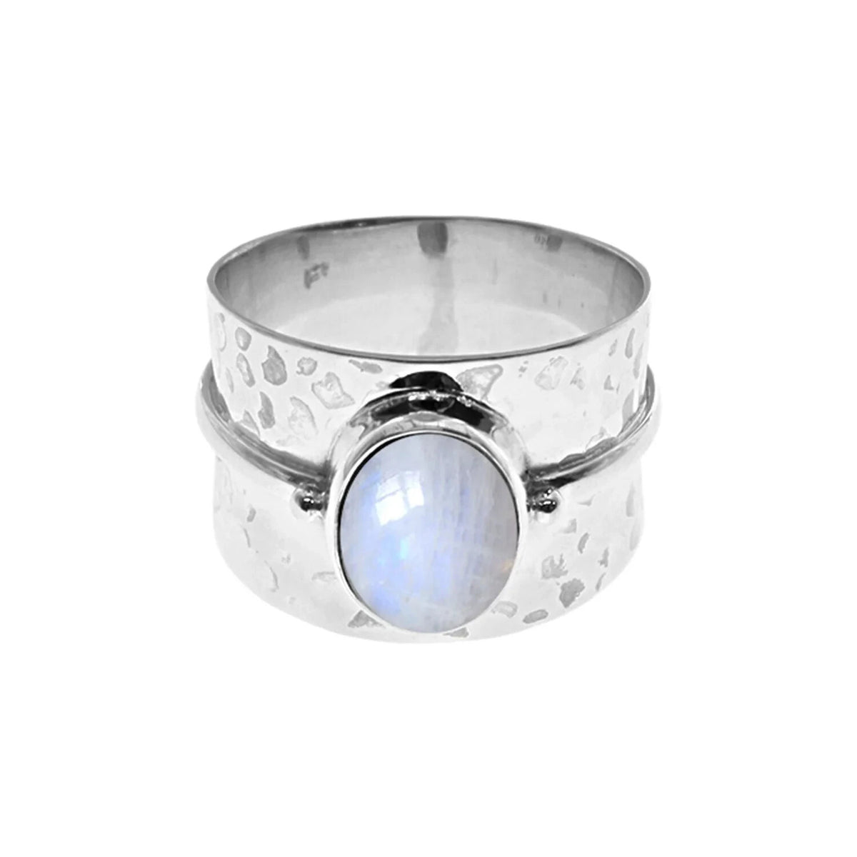 Tapered Oval Moonstone Ring Sterling Silver 925 Hallmark British Made Size K - T