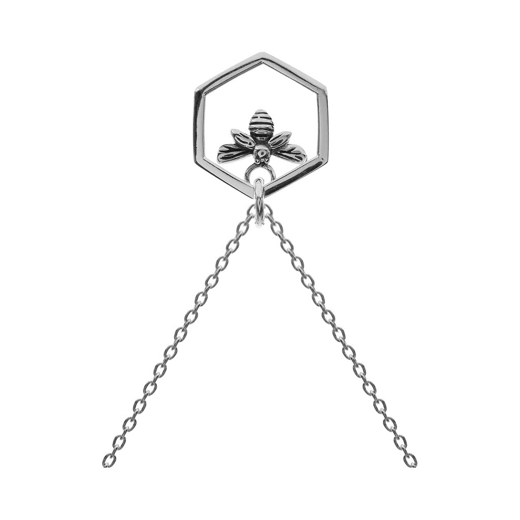 Honeycombe Bumble Bee Necklace Solid Sterling Silver 925 Hallmarked British Made