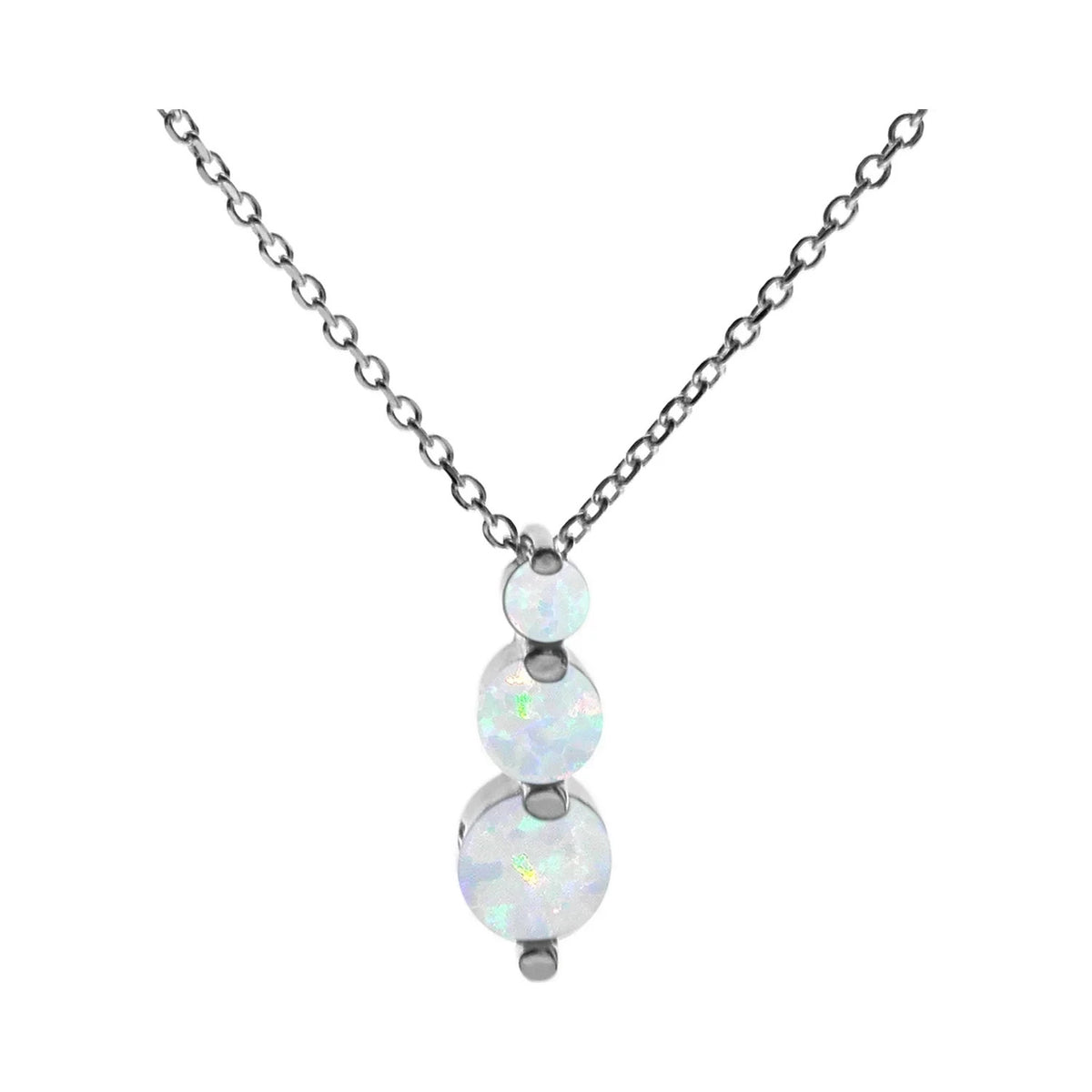 Natural Triple Opal Necklace Solid Sterling Silver 925 Hallmarked British Made