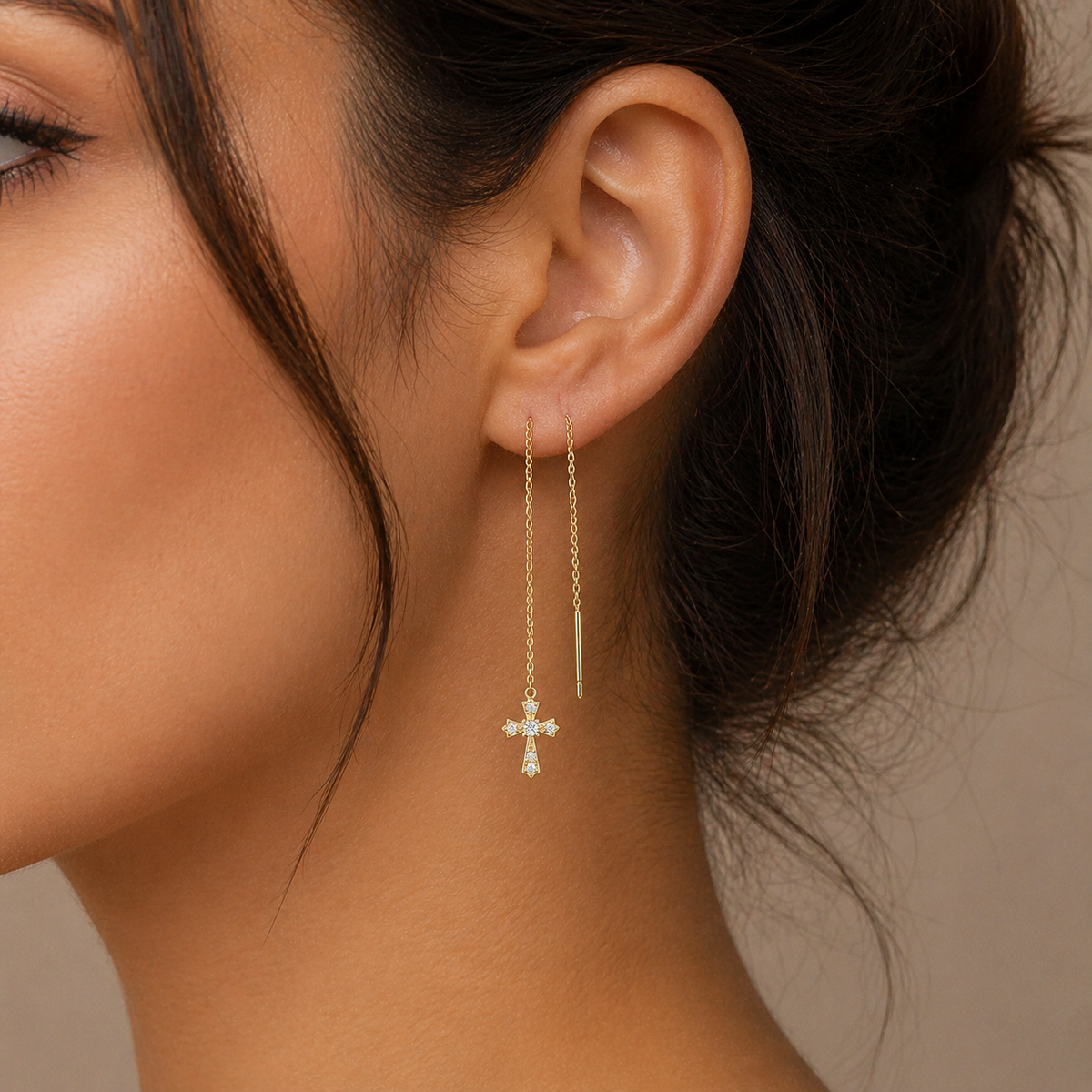 Classic Cross Drop Earrings 9ct Yellow Gold 375 Hallmarked Brand New Boxed