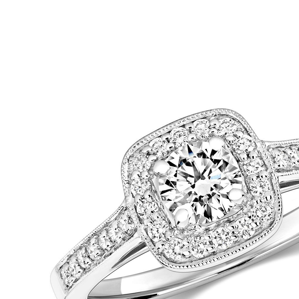 31 Natural Diamond Halo Ring 18ct White Gold Hallmarked Sizes J - Q