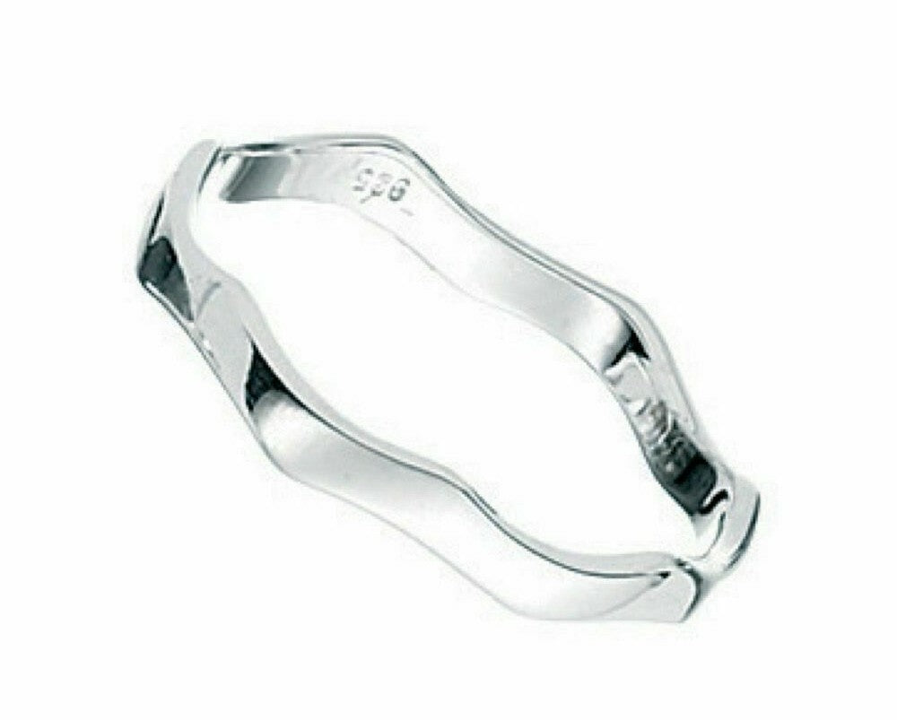 Sterling Silver Wavy Band Ring 925 Hallmarked Size K - S British Made