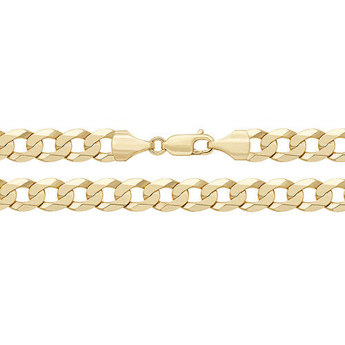Yellow Gold Flat Bevelled Curb Chain British Made Hallmarked 20" Weight 29 Grams