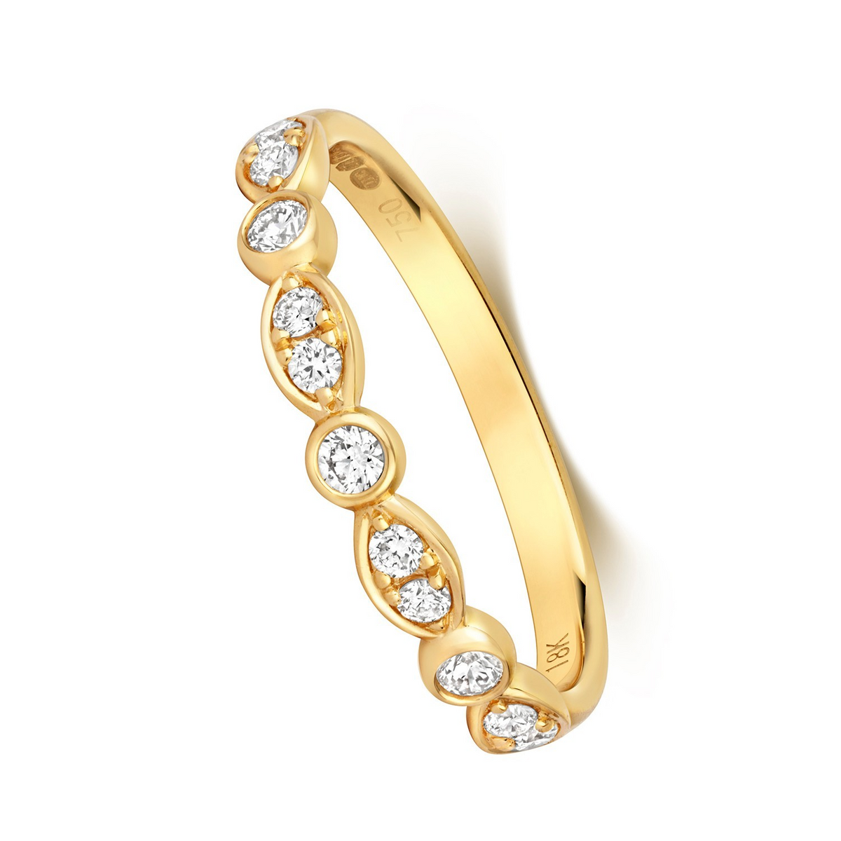 11 Natural Diamond Flush Ring 18ct Yellow Gold Hallmarked Sizes J - Q