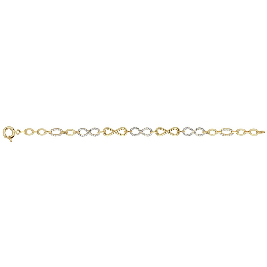 Gemstone Infinity Bracelet 9ct Yellow Gold 375 Hallmarked British Made Brand New