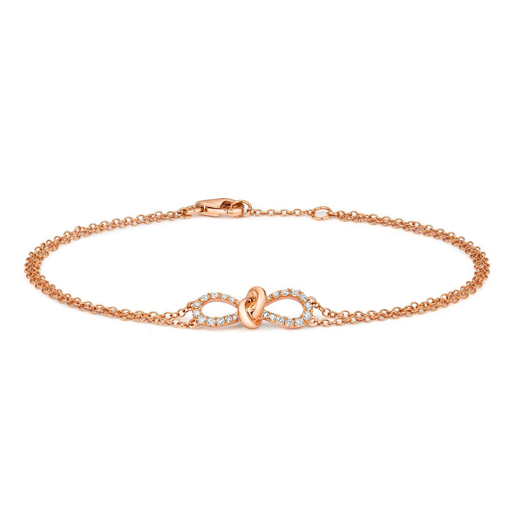 Infinity Natural Diamond 18ct Rose Gold Bracelet 375 Hallmarked British Made