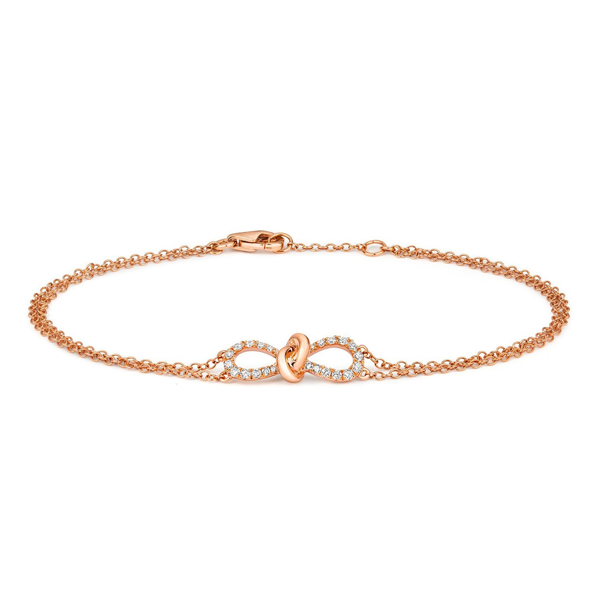 Infinity Natural Diamond 18ct Rose Gold Bracelet 375 Hallmarked British Made