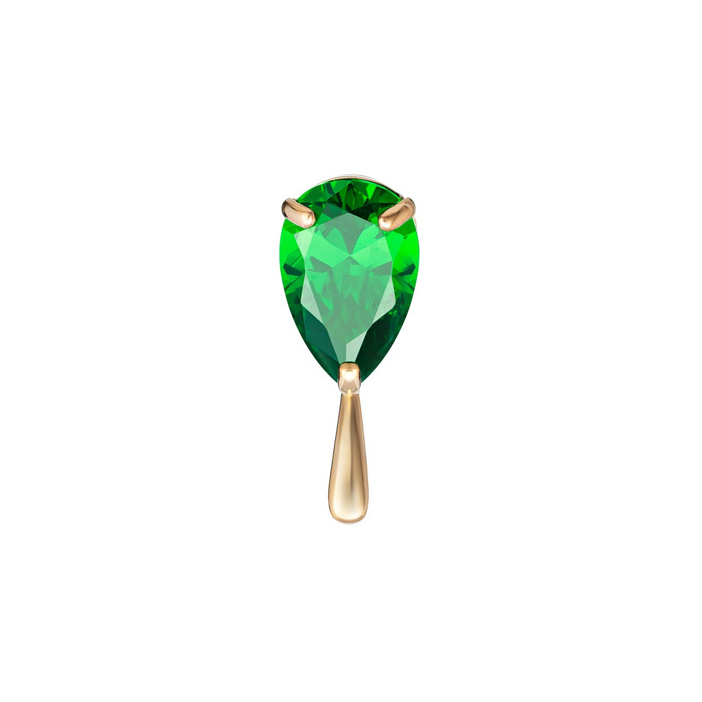 Yellow Gold Emerald Teadrop Pendant Hallmarked British Made All Chain Lengths